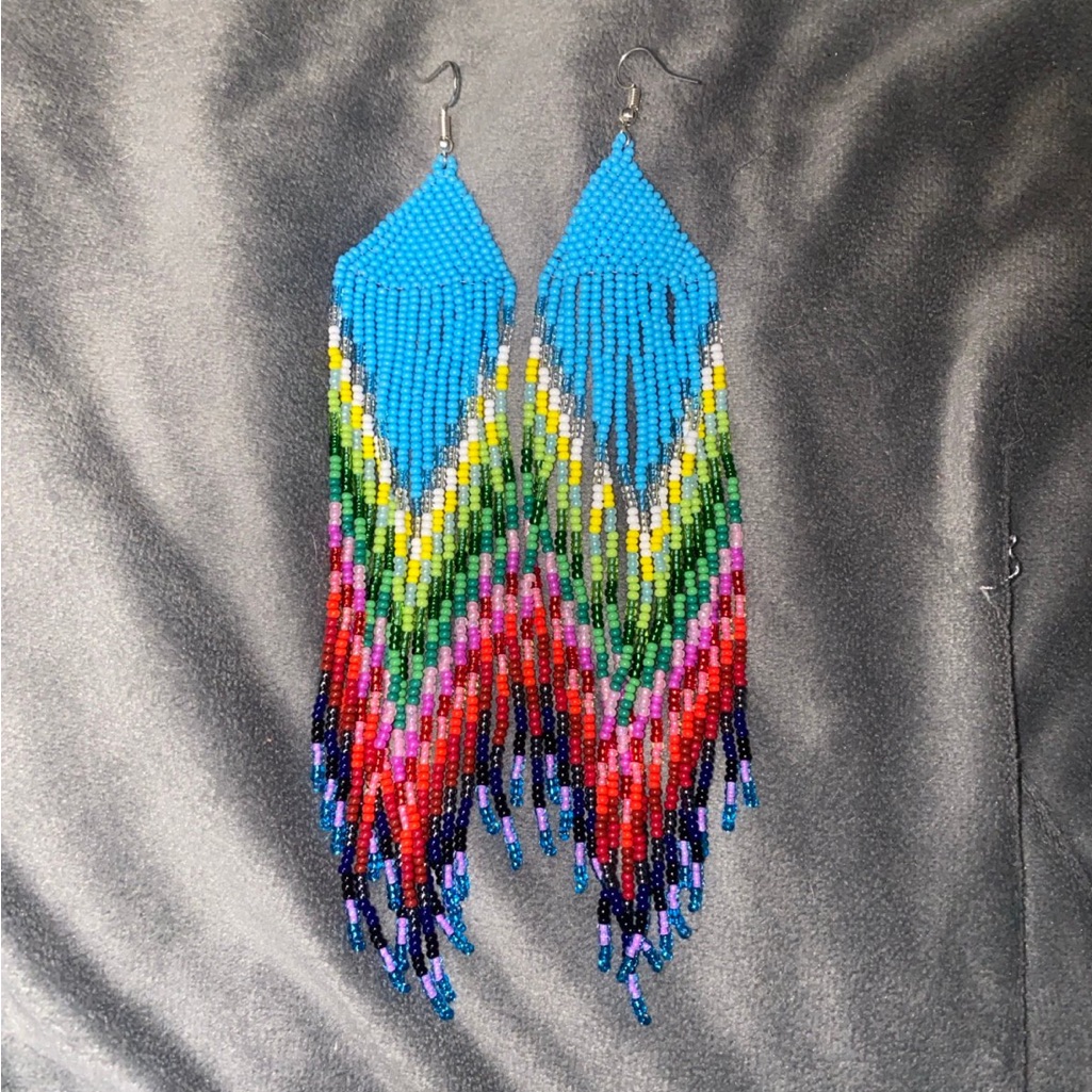 Handmade Tribal Color Dangling Statement Earrings